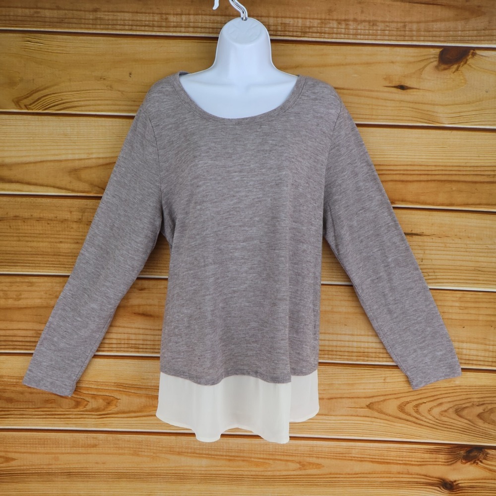 Old Navy Blouse Shirt Womens Size XL Brown Heathered‎ Long Sleeves Soft